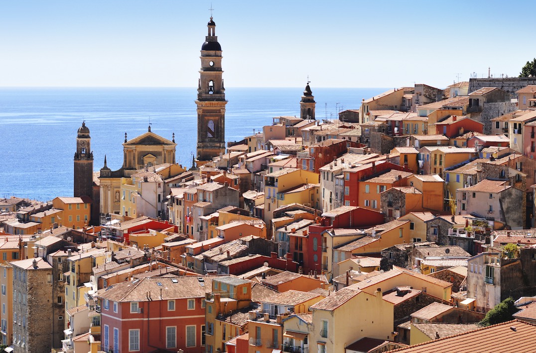 Old town architecture of Menton on French Riviera